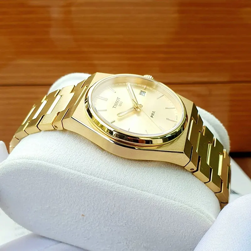 Tissot PRX 35mm Champagne Dial Gold-tone Unisex Watch- T137.210.33.021.00